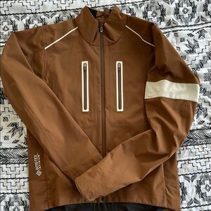 Brown Cycling Jacket with White Accents